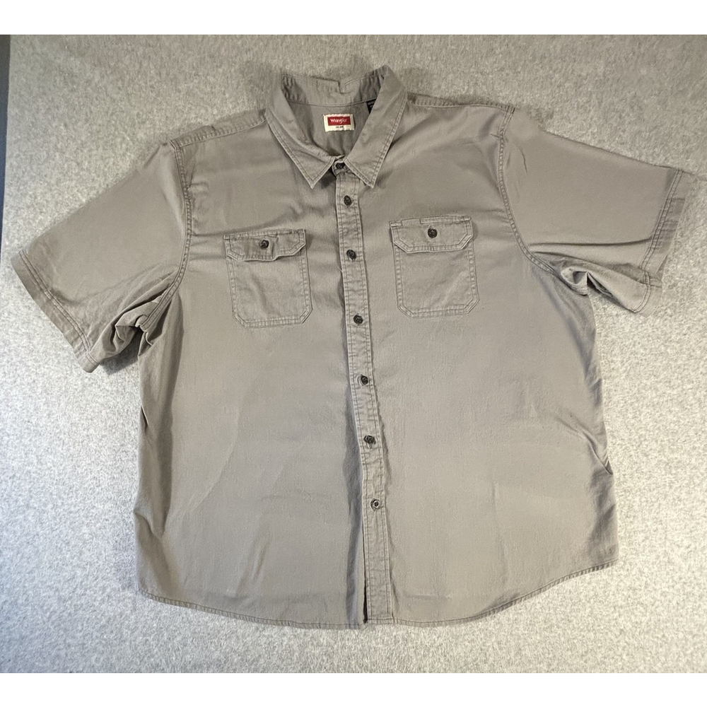 Wrangler Men’s 3XL‎ Gray Short Sleeve Button Up Shirt Stretch